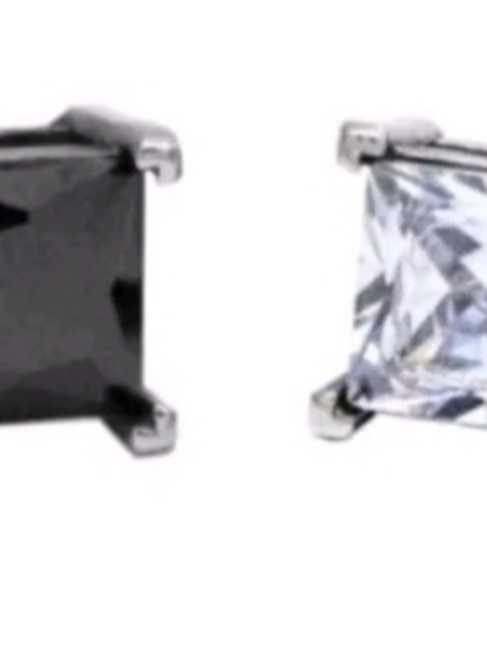 Square Stud Earrings - Black & Clear Crystal